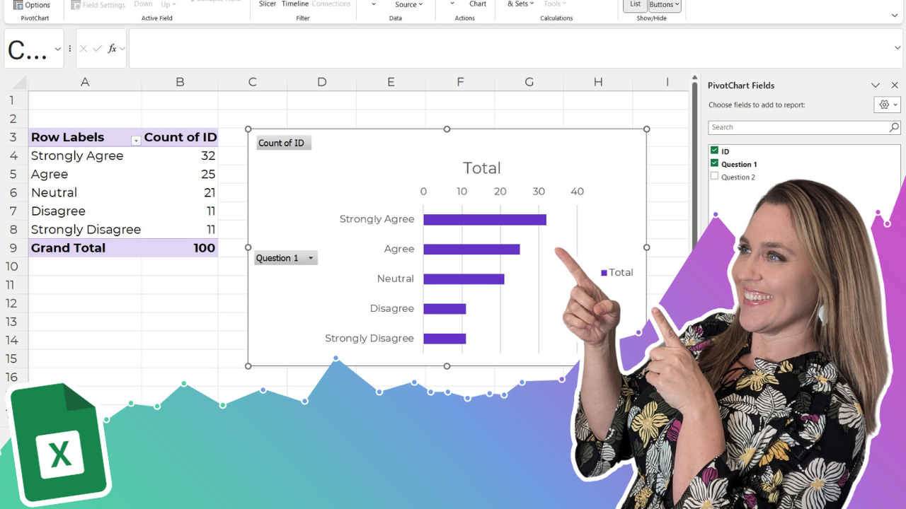 Ann K. Emery of Depict Data Studio showing how we can re-sort categories in pivot tables, which allows us to customize our data visualizations.
