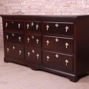 Baker Furniture 18th Century Flemish Style Mahogany Triple Dresser or Credenza, Newly Refinished