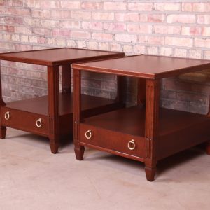 Baker Furniture French Regency Mahogany Nightstands or End Tables, Newly Refinished