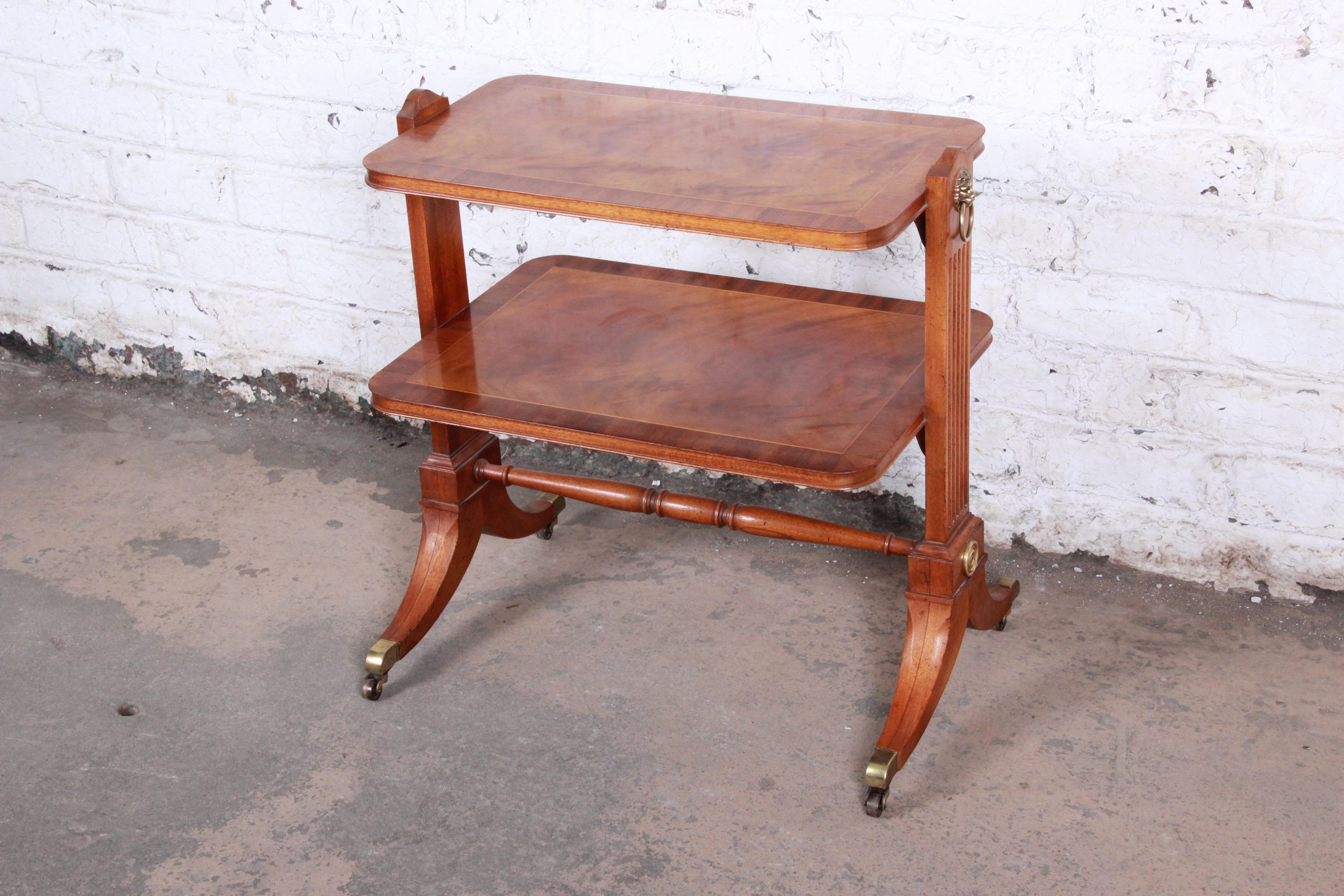 Baker Furniture Georgian Banded Mahogany Two-Tier Side Table - Image 3