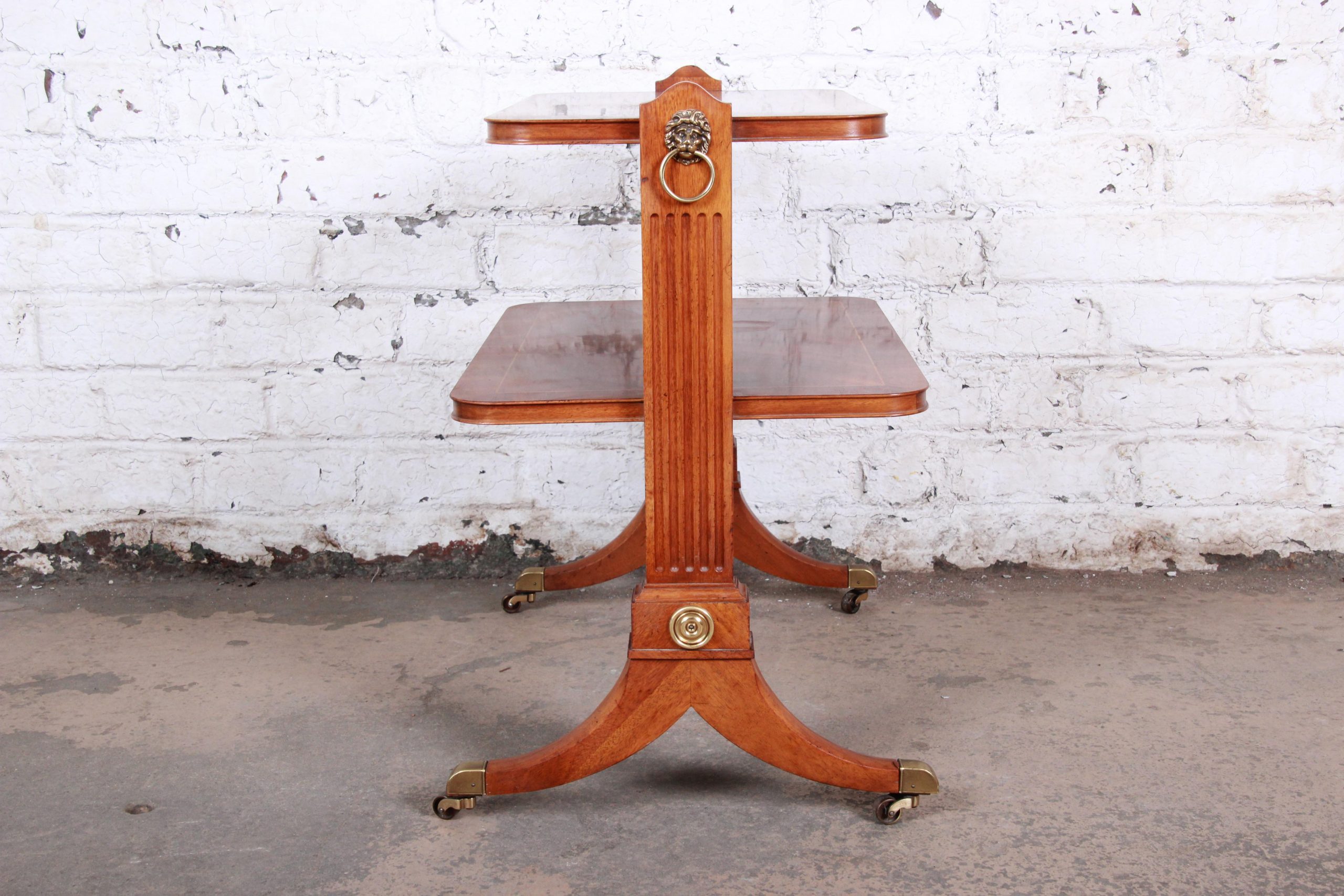 Baker Furniture Georgian Banded Mahogany Two-Tier Side Table - Image 7