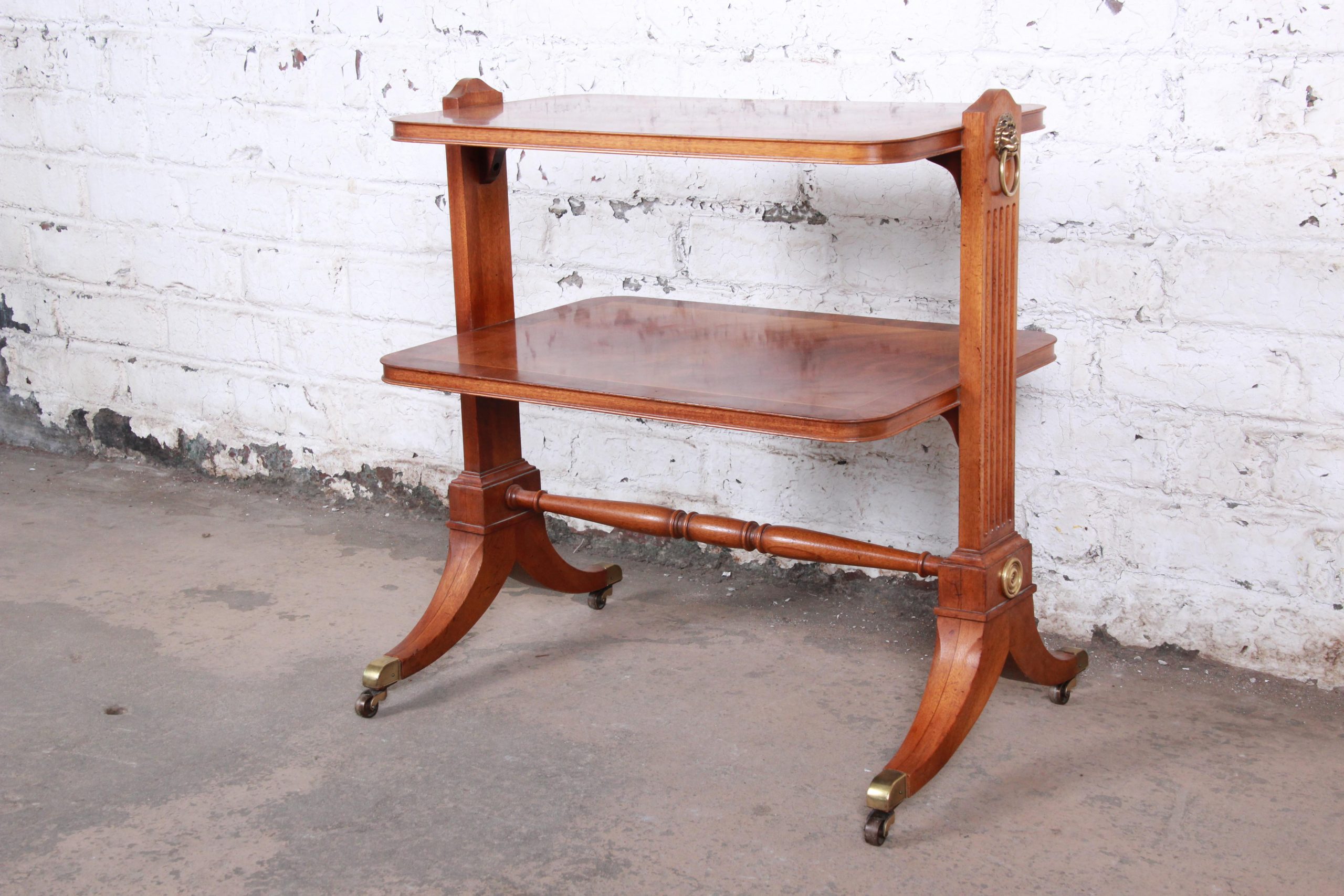 Baker Furniture Georgian Banded Mahogany Two-Tier Side Table