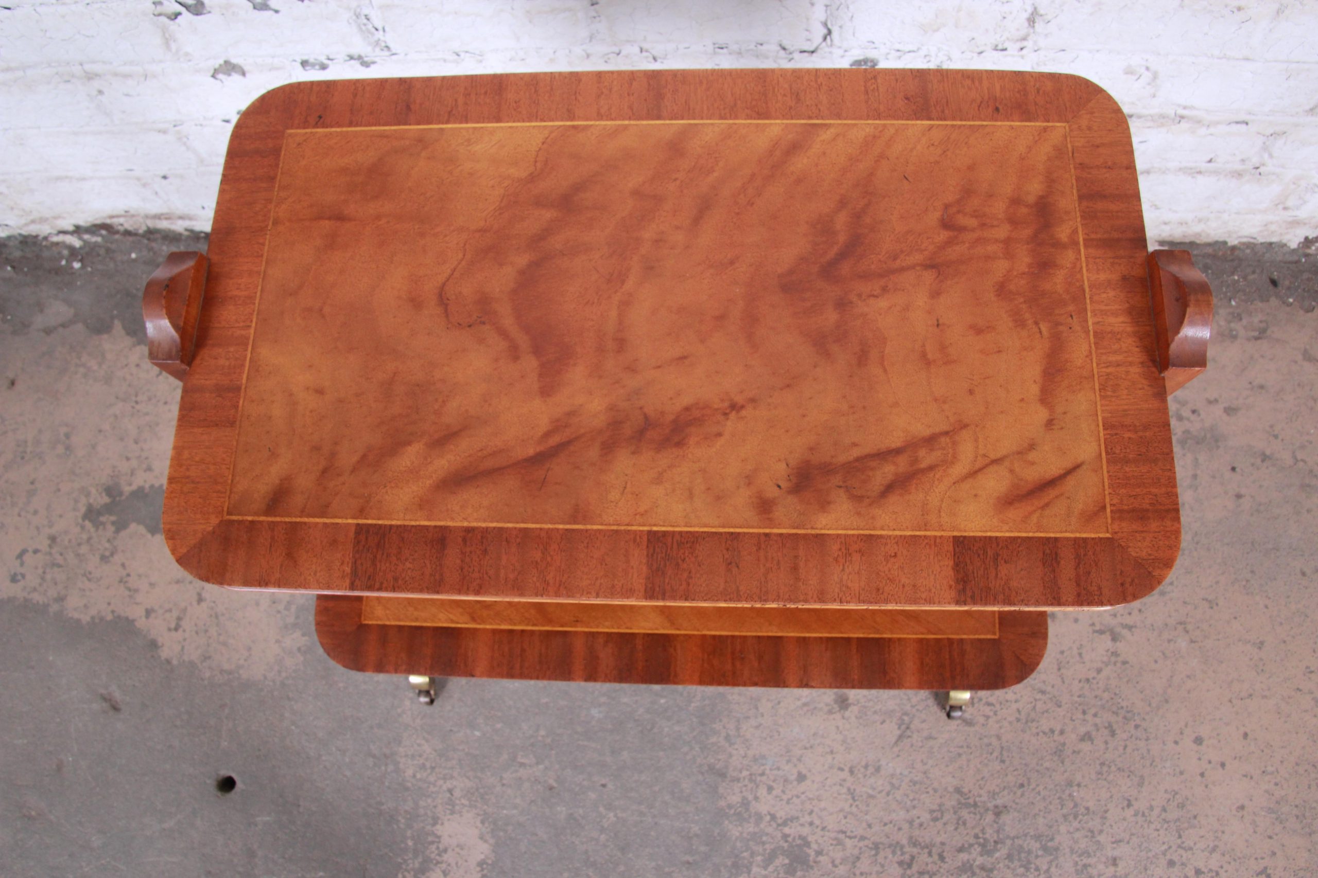 Baker Furniture Georgian Banded Mahogany Two-Tier Side Table - Image 6
