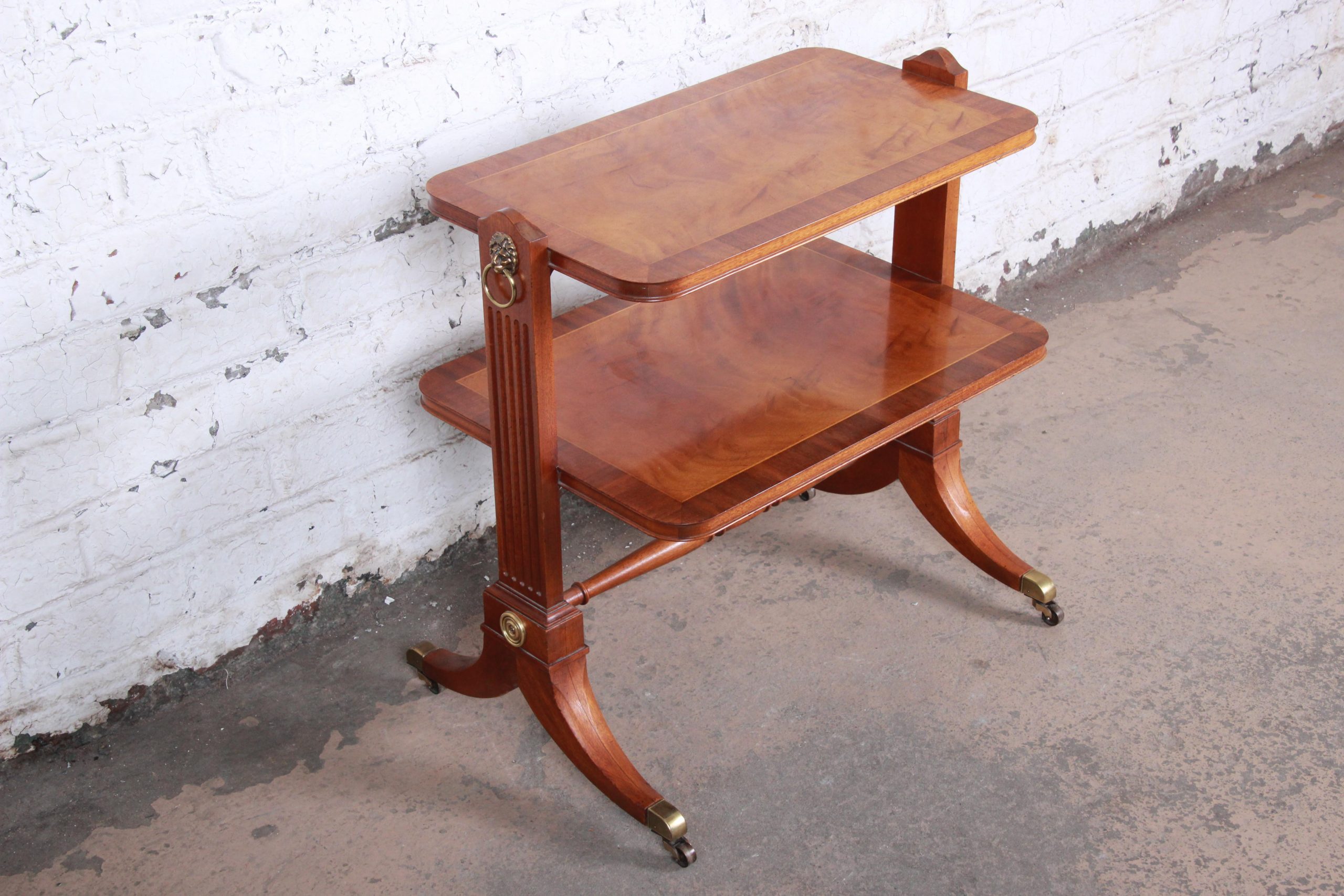 Baker Furniture Georgian Banded Mahogany Two-Tier Side Table - Image 4