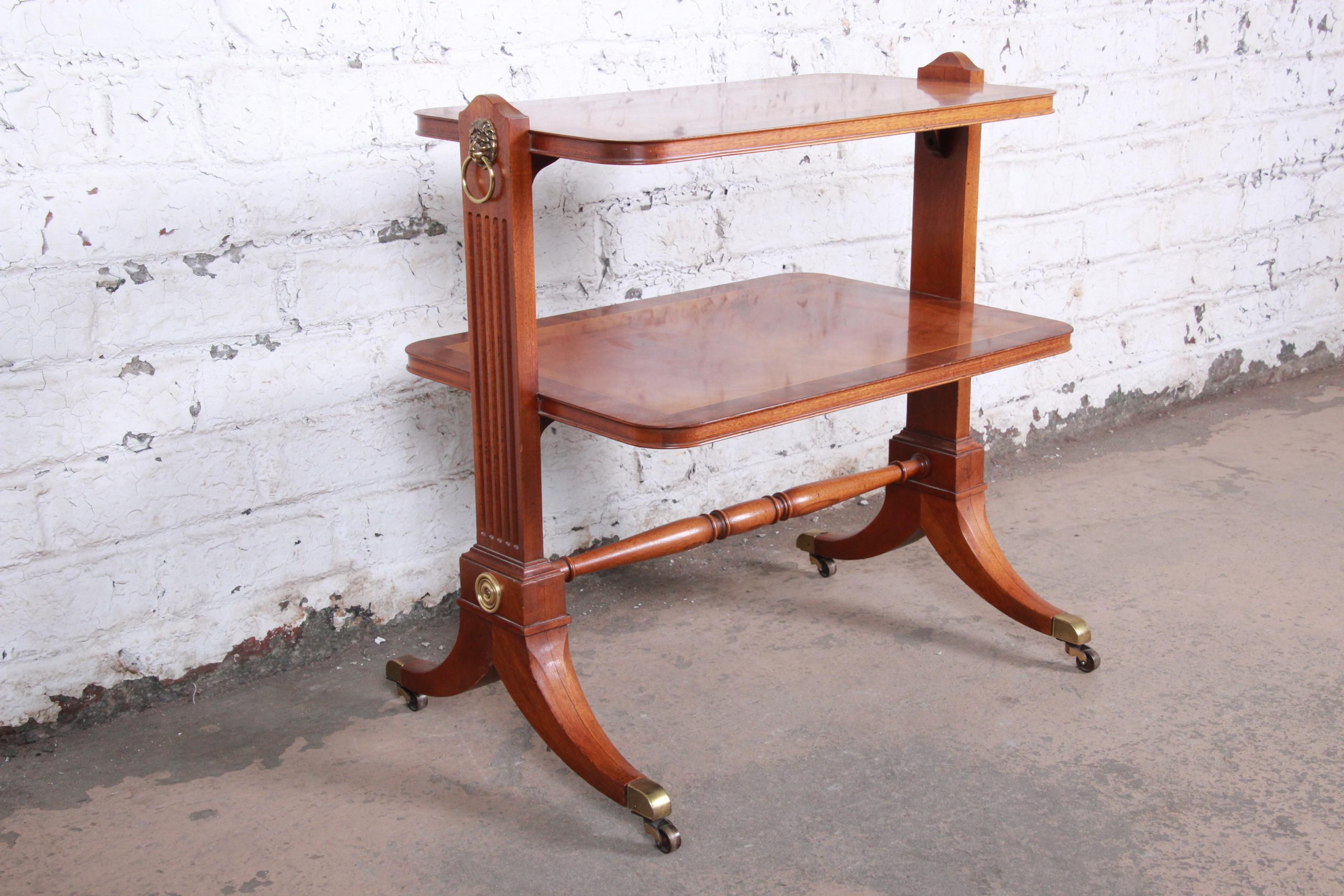 Baker Furniture Georgian Banded Mahogany Two-Tier Side Table - Image 5