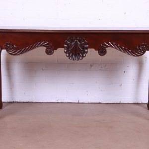 Baker Furniture Georgian Carved Mahogany Console or Sofa Table, Newly Refinished