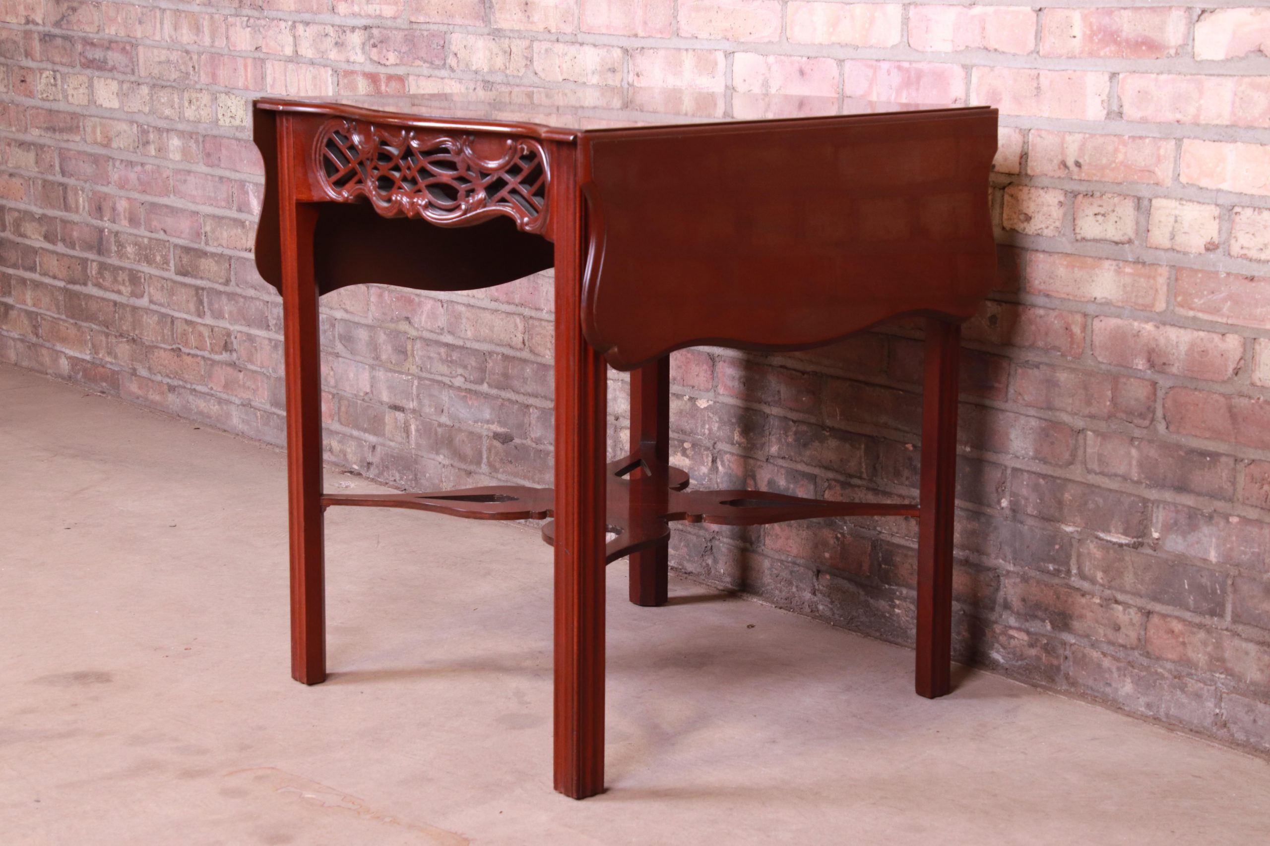 Baker Furniture Historic Charleston Collection Carved Mahogany Pembroke Table