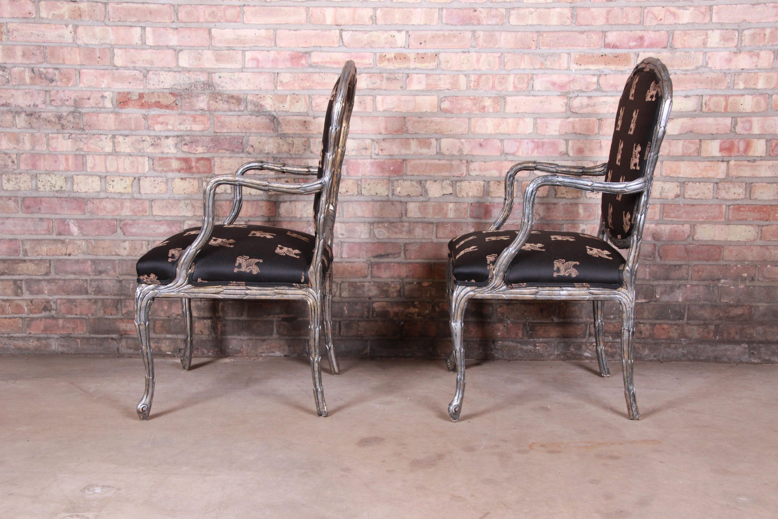 Baker Furniture Louis XV Silver Gilt Fauteuils, Pair - Image 10