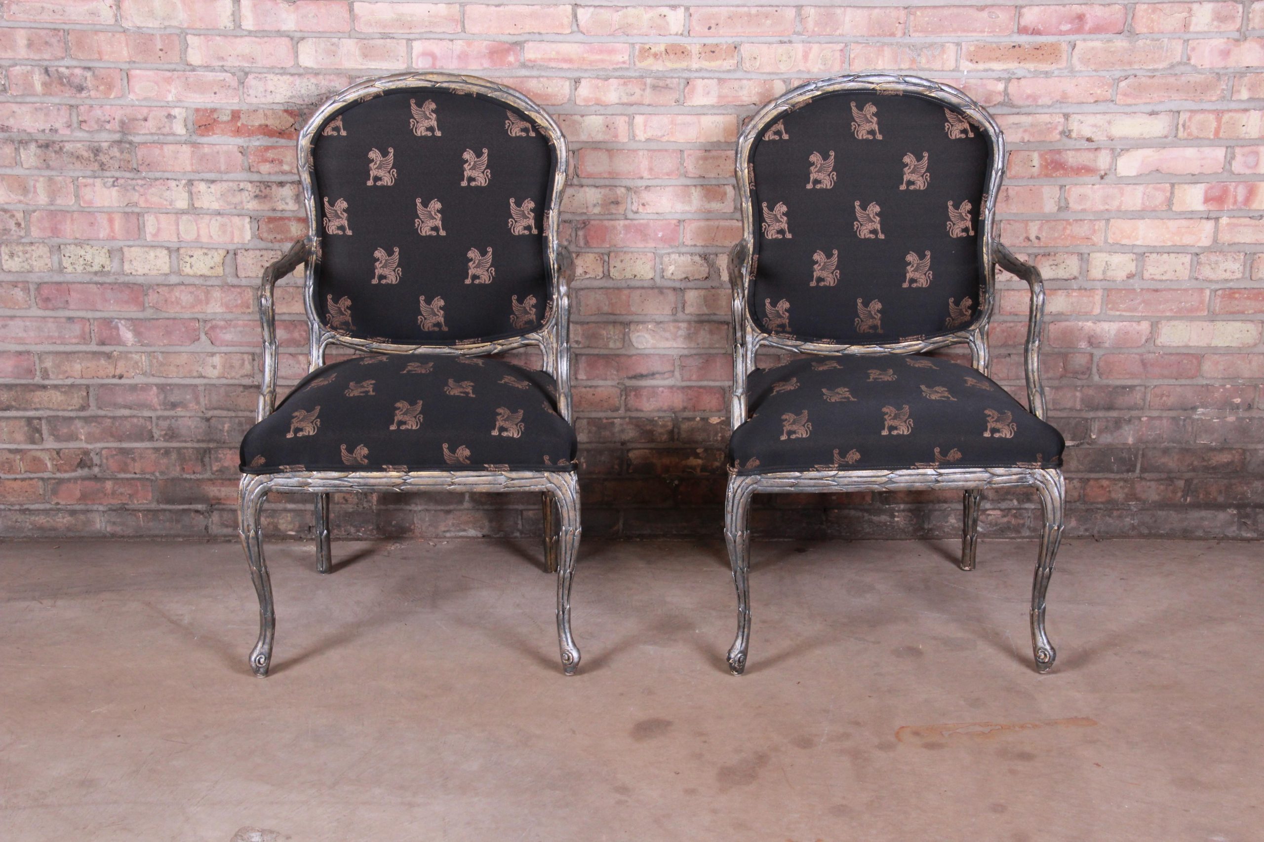 Baker Furniture Louis XV Silver Gilt Fauteuils, Pair - Image 4