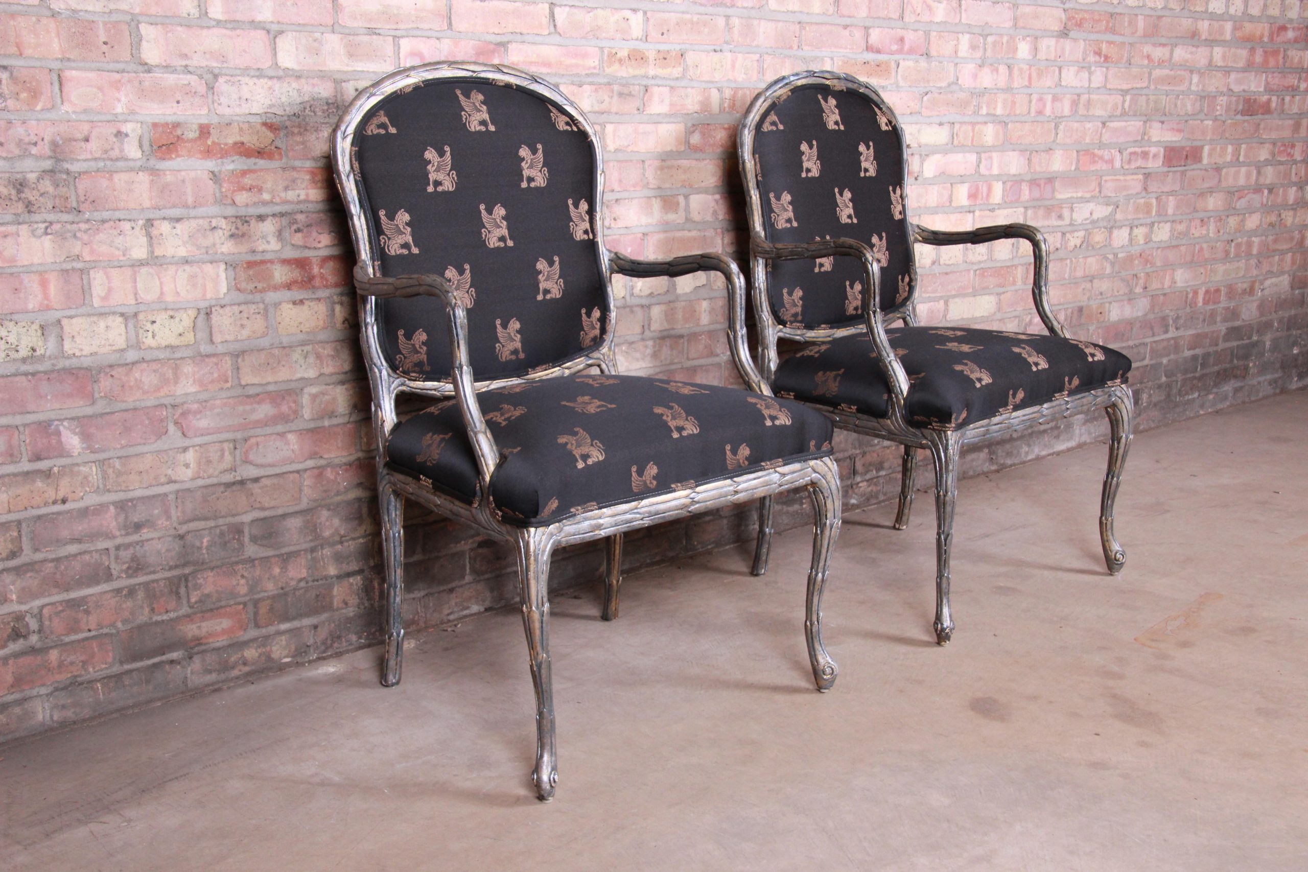 Baker Furniture Louis XV Silver Gilt Fauteuils, Pair - Image 5