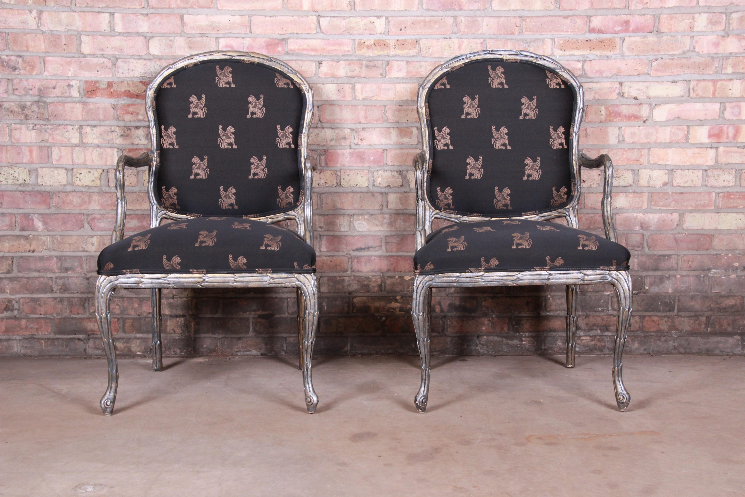 Baker Furniture Louis XV Silver Gilt Fauteuils, Pair - Image 3