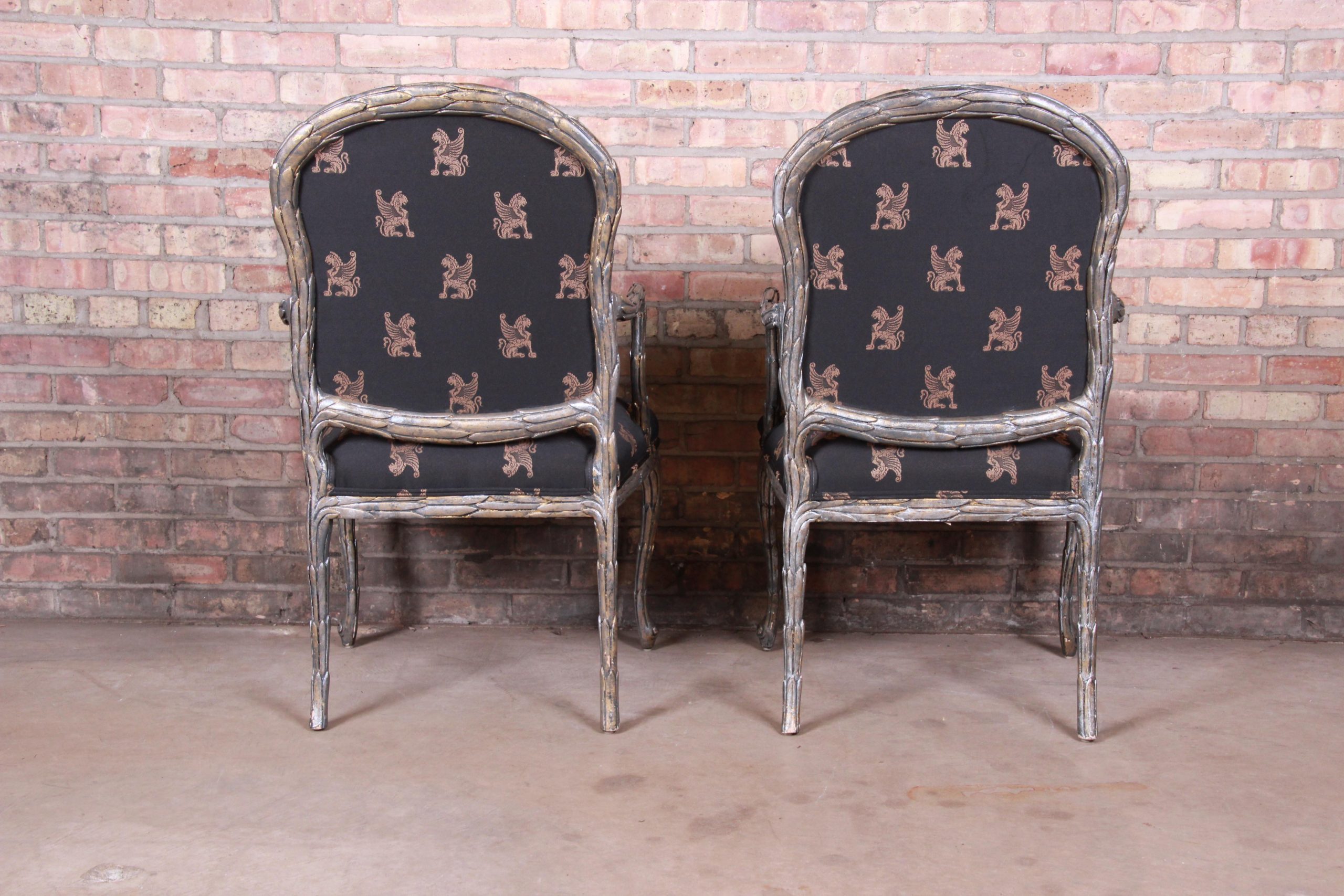 Baker Furniture Louis XV Silver Gilt Fauteuils, Pair - Image 11