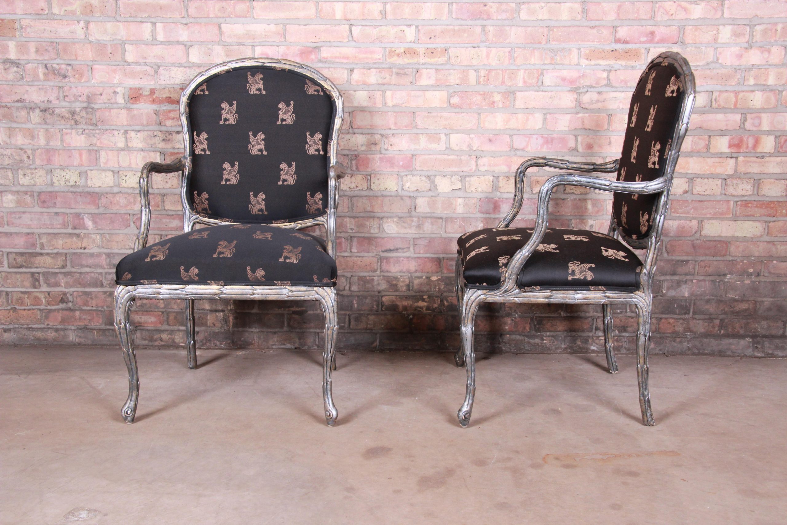 Baker Furniture Louis XV Silver Gilt Fauteuils, Pair - Image 9