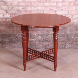 Baker Furniture Milling Road American Colonial Carved Mahogany Tea Table or Occasional Side Table