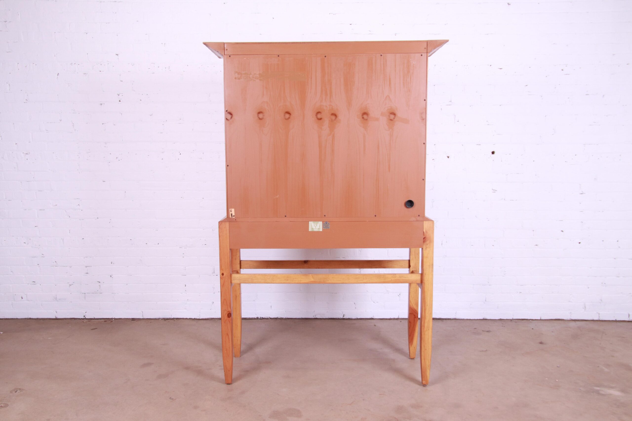 Baker Furniture Milling Road Shaker Style Carved Pine Linen Press or Bar Cabinet - Image 11