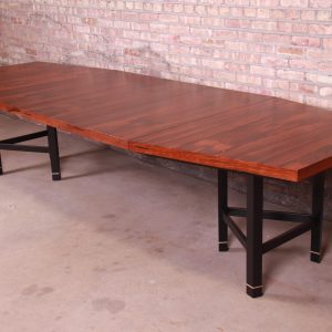 Harvey Probber Brazilian Rosewood Boat-Shaped Extension Dining Table, Newly Restored
