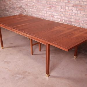 Harvey Probber Style Mid-Century Modern Walnut Extension Dining Table, Newly Refinished