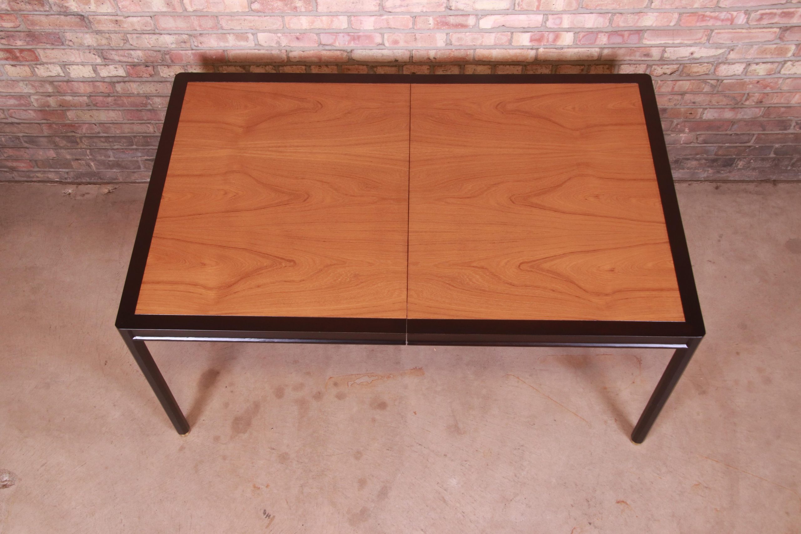 Harvey Probber Teak and Ebonized Mahogany Extension Dining Table, Newly Refinished - Image 11