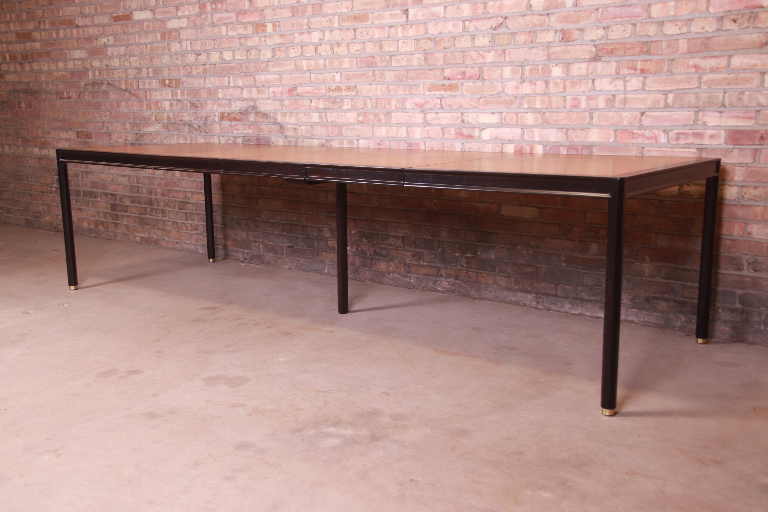 Harvey Probber Teak and Ebonized Mahogany Extension Dining Table, Newly Refinished - Image 5