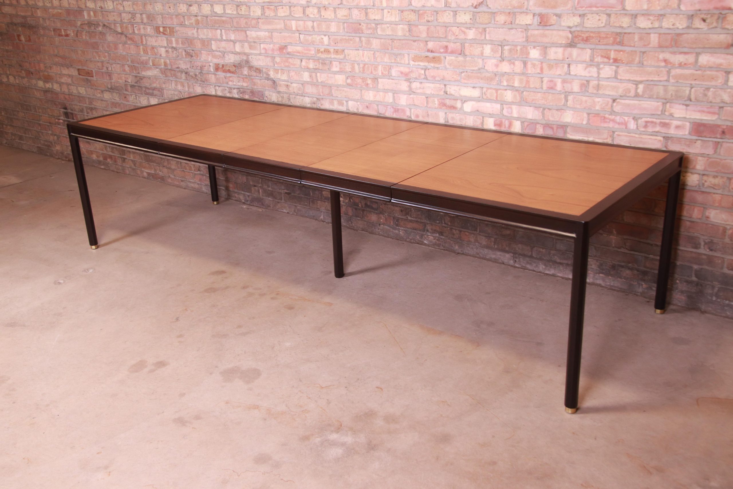 Harvey Probber Teak and Ebonized Mahogany Extension Dining Table, Newly Refinished - Image 4