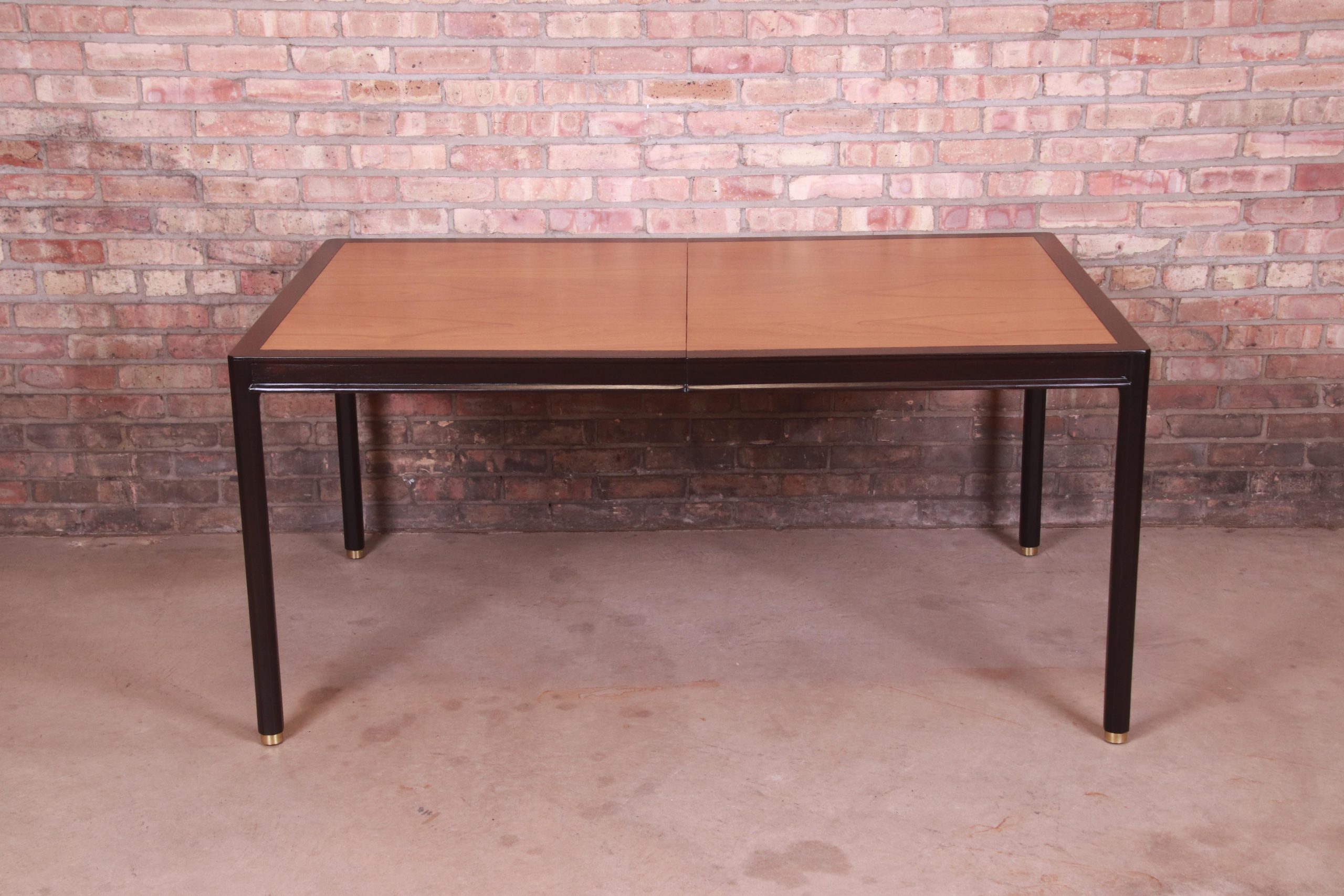 Harvey Probber Teak and Ebonized Mahogany Extension Dining Table, Newly Refinished - Image 9