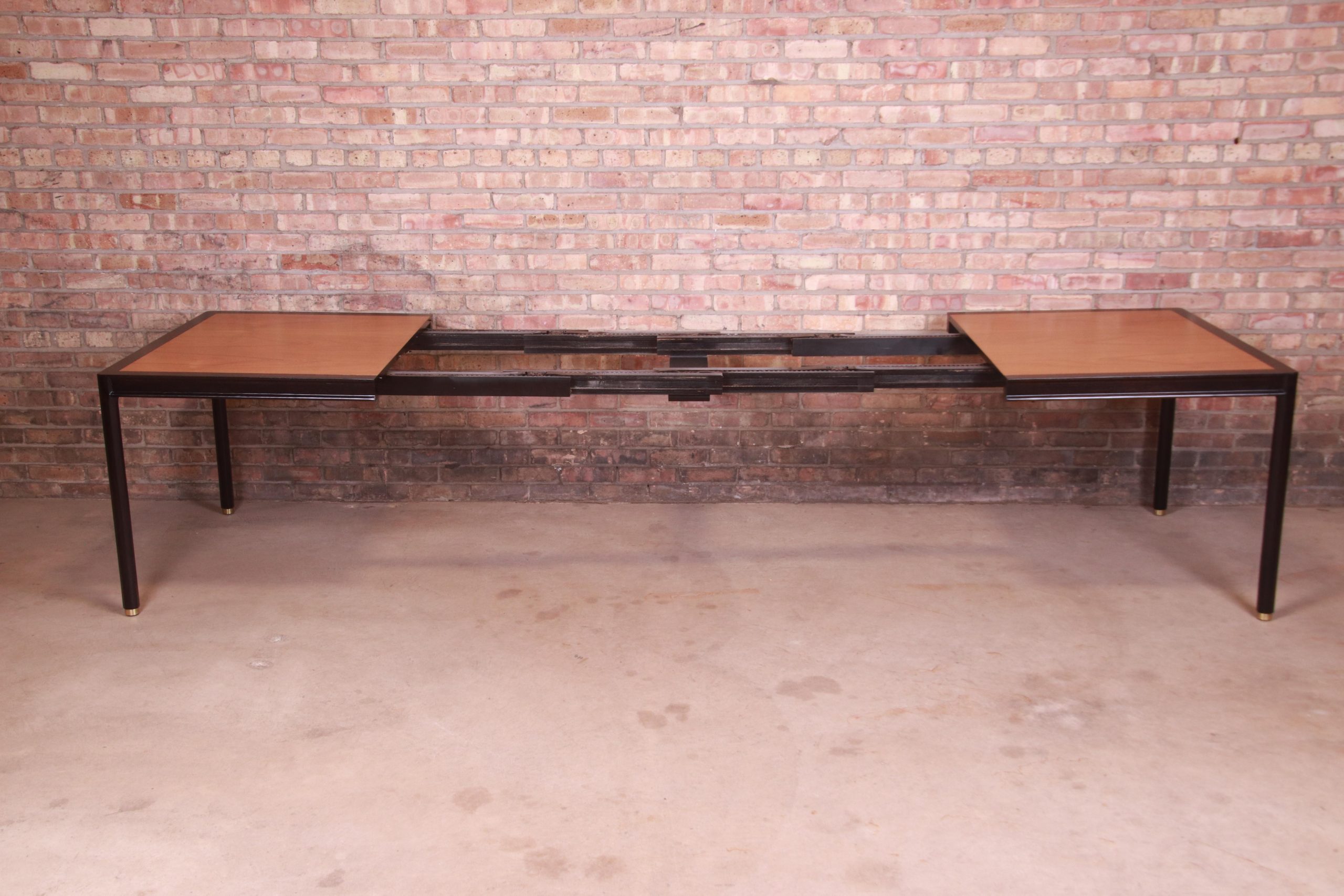 Harvey Probber Teak and Ebonized Mahogany Extension Dining Table, Newly Refinished - Image 8