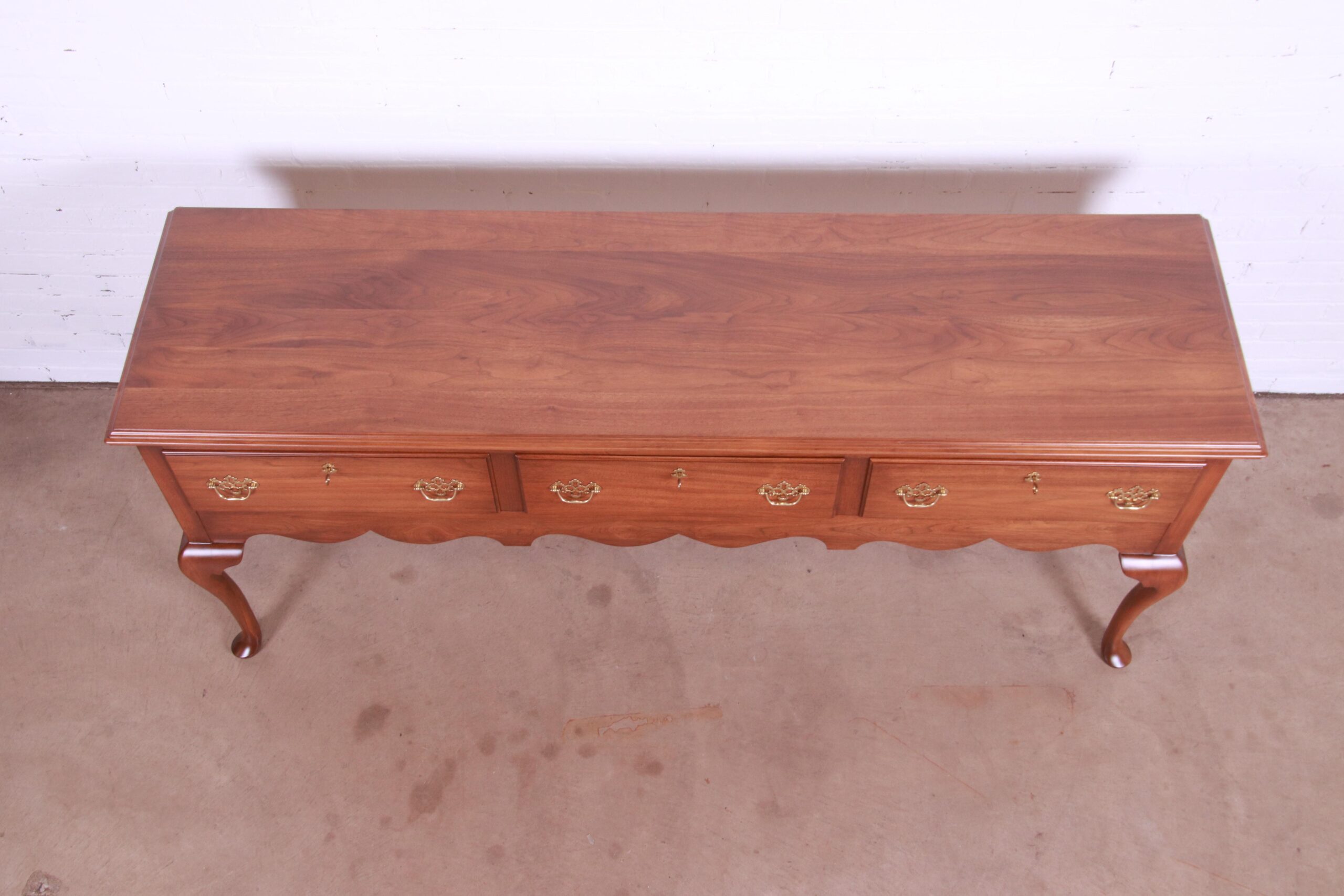 Henkel Harris Queen Anne Solid Walnut Sideboard Credenza, Newly Refinished - Image 10