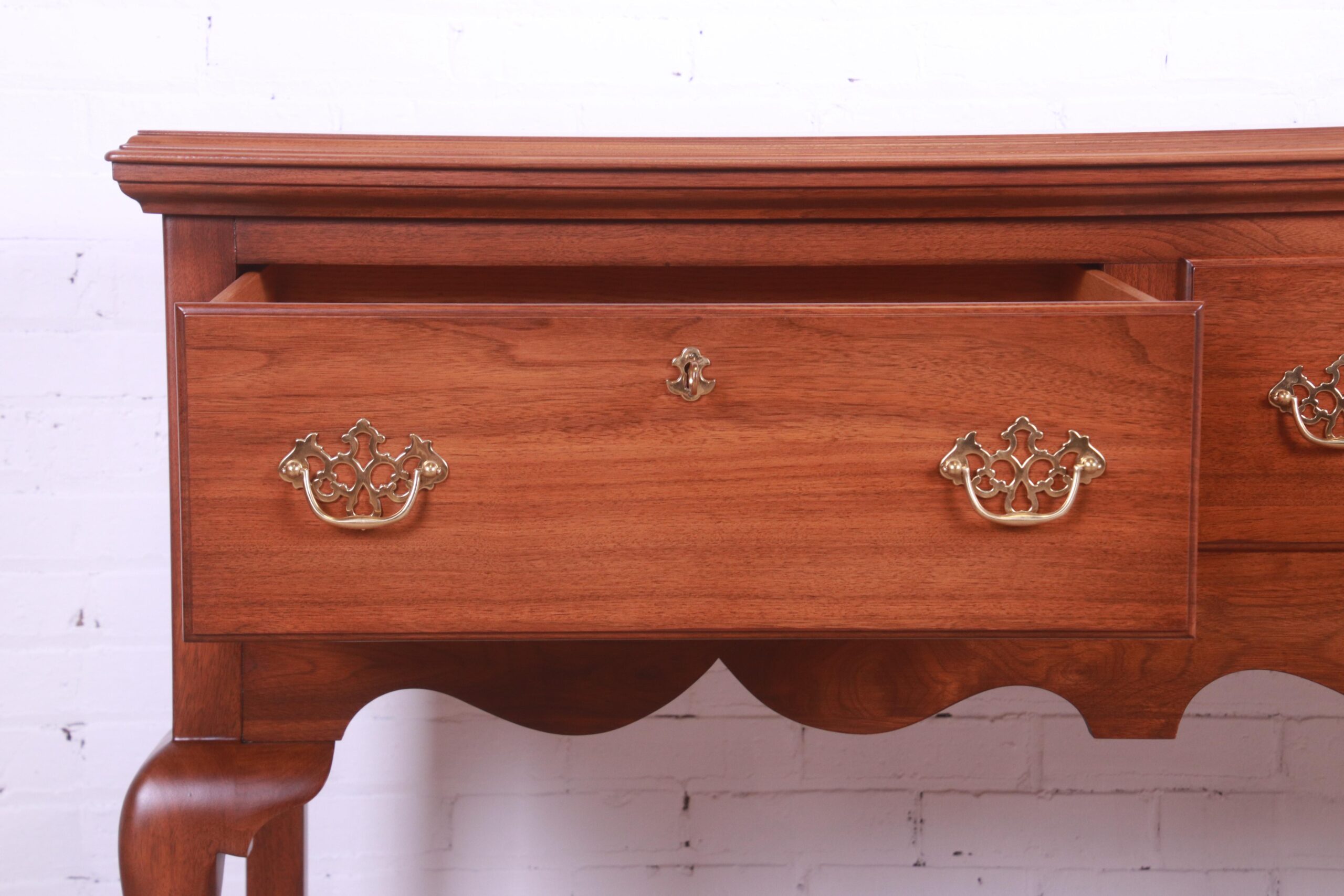 Henkel Harris Queen Anne Solid Walnut Sideboard Credenza, Newly Refinished - Image 8