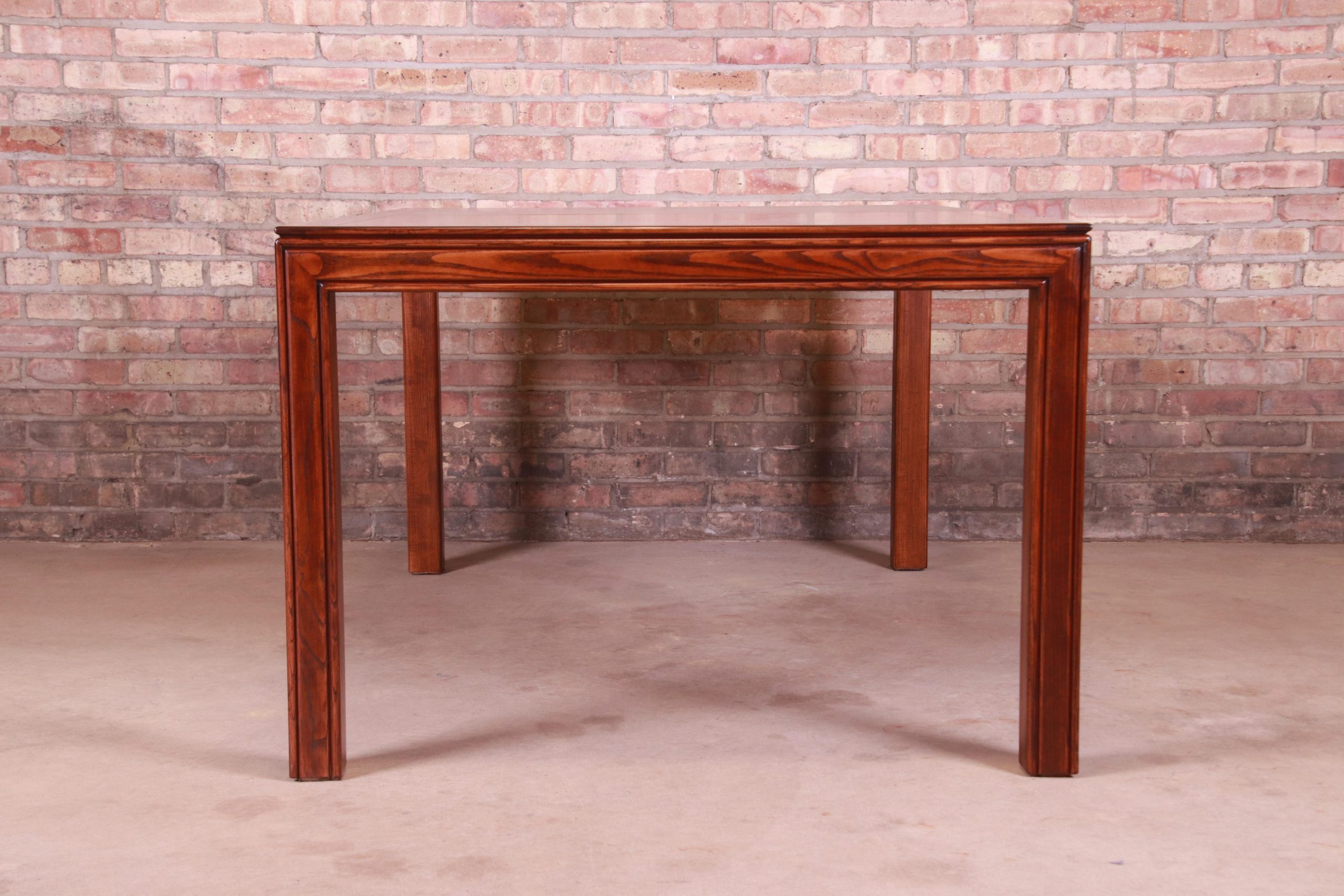 Henredon Mid-Century Modern Burl Wood Parsons Extension Dining Table, Newly Refinished - Image 13