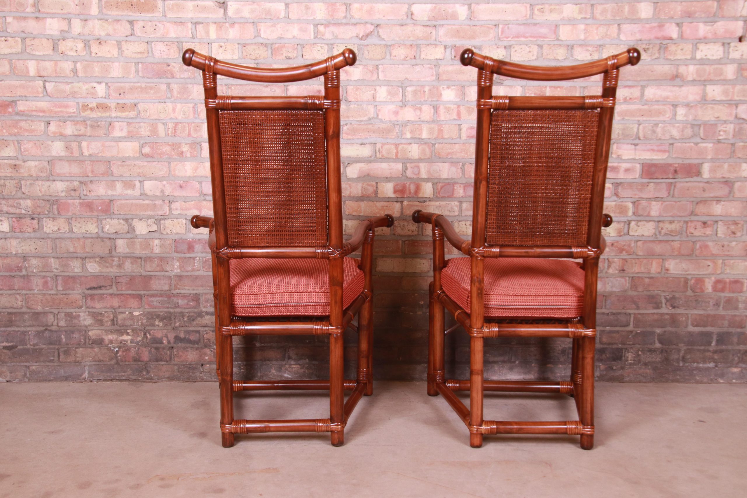 Henry Olko for Willow and Reed Pagoda Collection Sculpted Rattan and Cane Throne Chairs, Fully Restored - Image 6