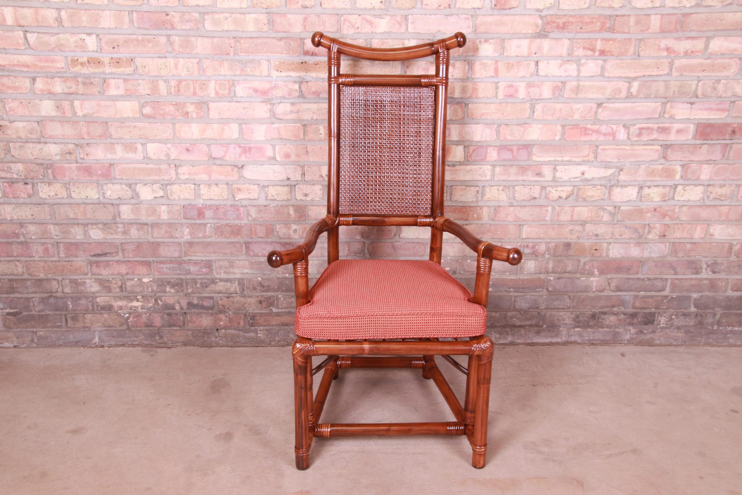Henry Olko for Willow and Reed Pagoda Collection Sculpted Rattan and Cane Throne Chairs, Fully Restored - Image 7