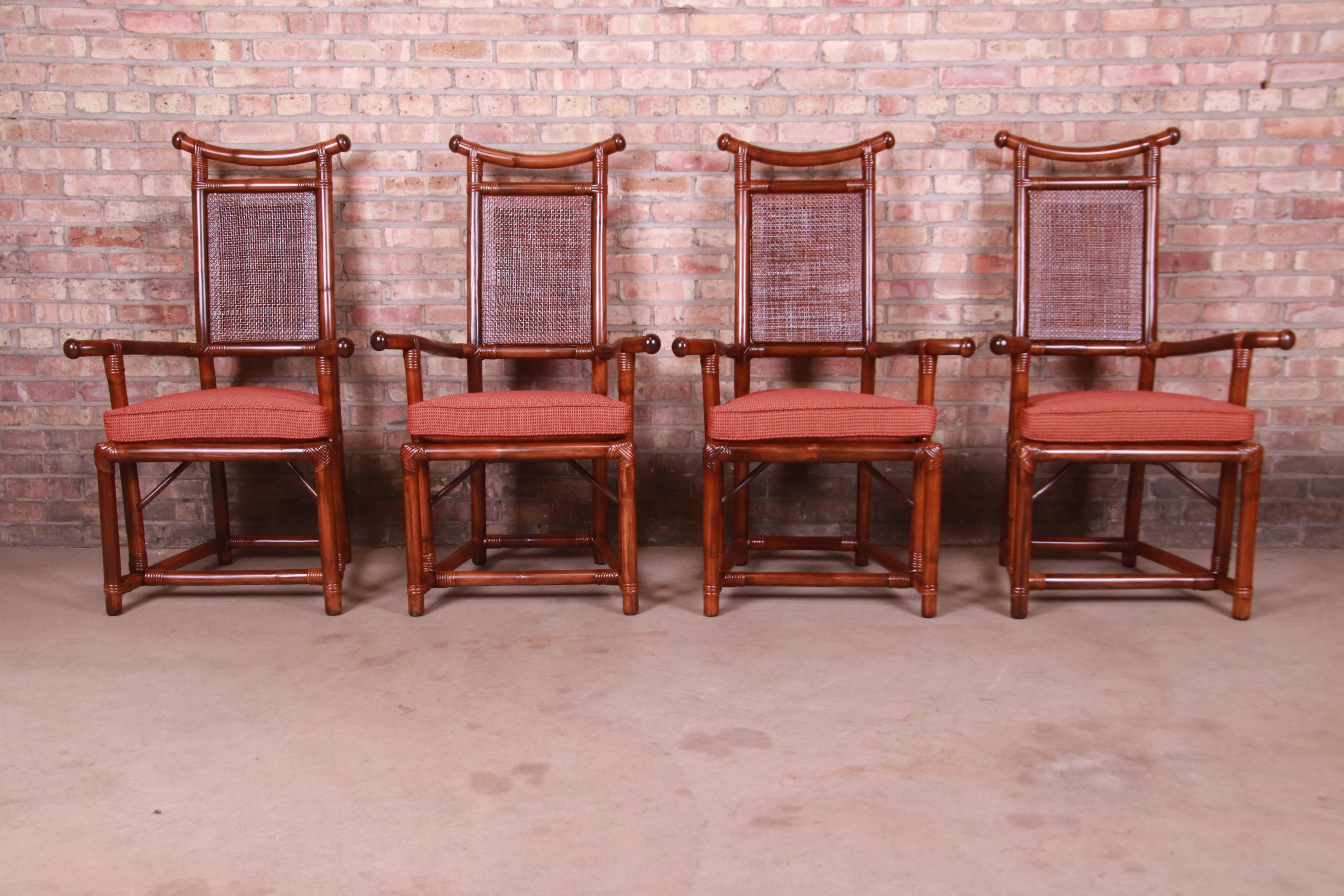 Henry Olko for Willow and Reed Pagoda Collection Sculpted Rattan and Cane Throne Chairs, Fully Restored - Image 13