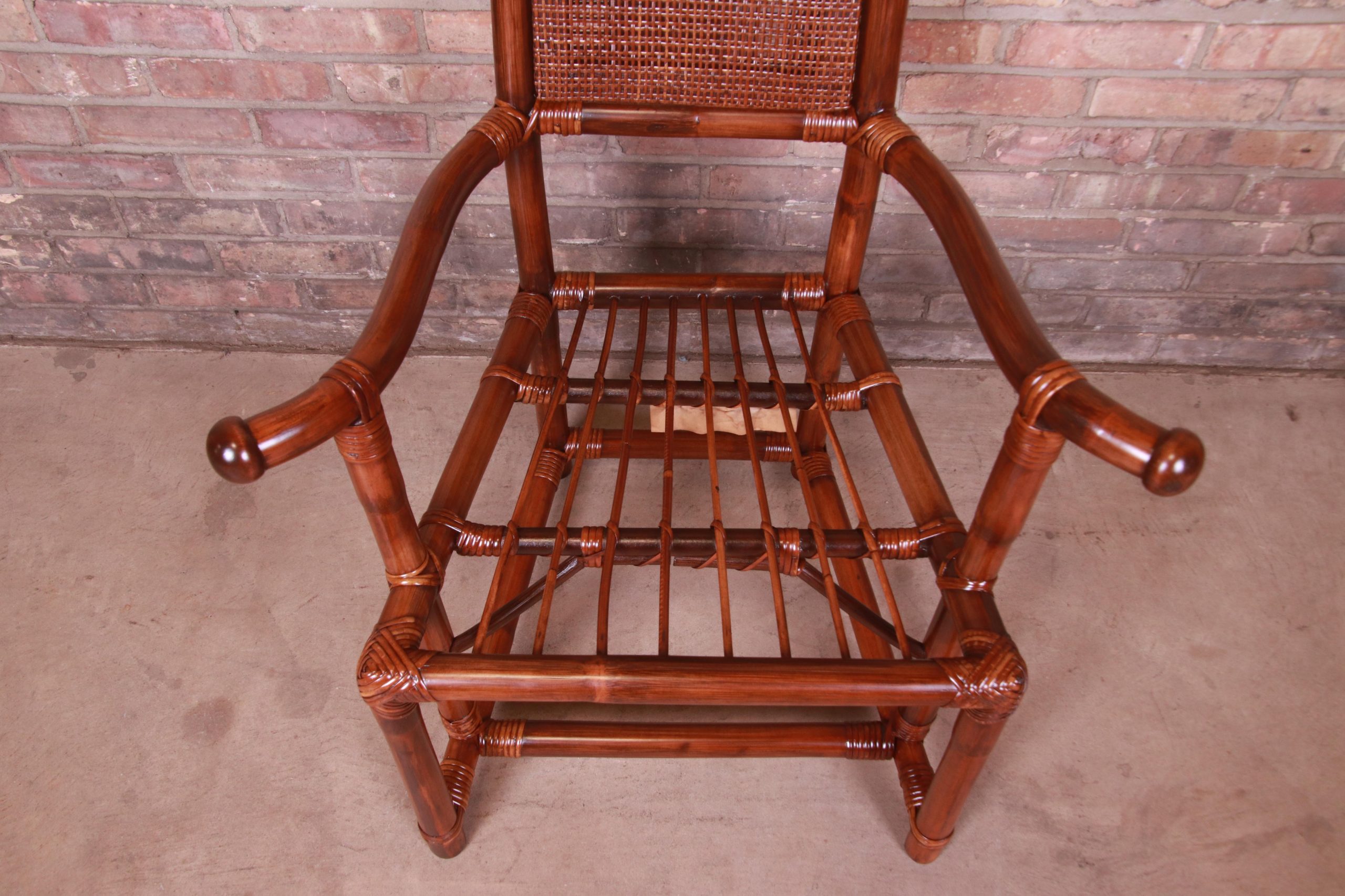 Henry Olko for Willow and Reed Pagoda Collection Sculpted Rattan and Cane Throne Chairs, Fully Restored - Image 11