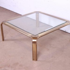 John Widdicomb Hollywood Regency Brass and Glass Cocktail Table, Circa 1970s