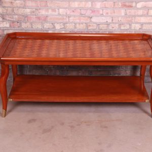 John Widdicomb Italian Provincial Parquetry Top Two-Tier Coffee Table