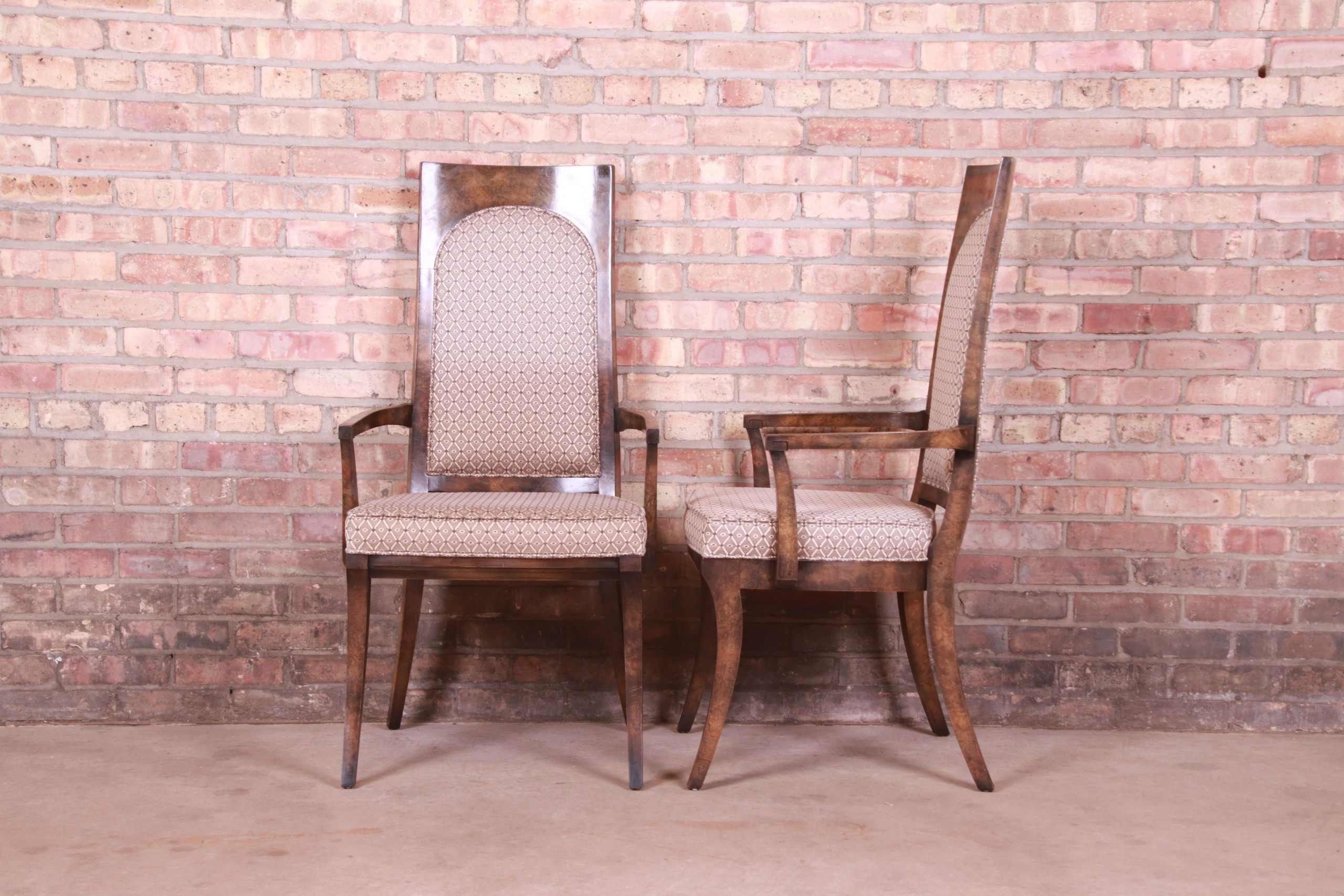 Mastercraft Mid-Century Hollywood Regency Burl Wood Dining Chairs, Set of Six - Image 11