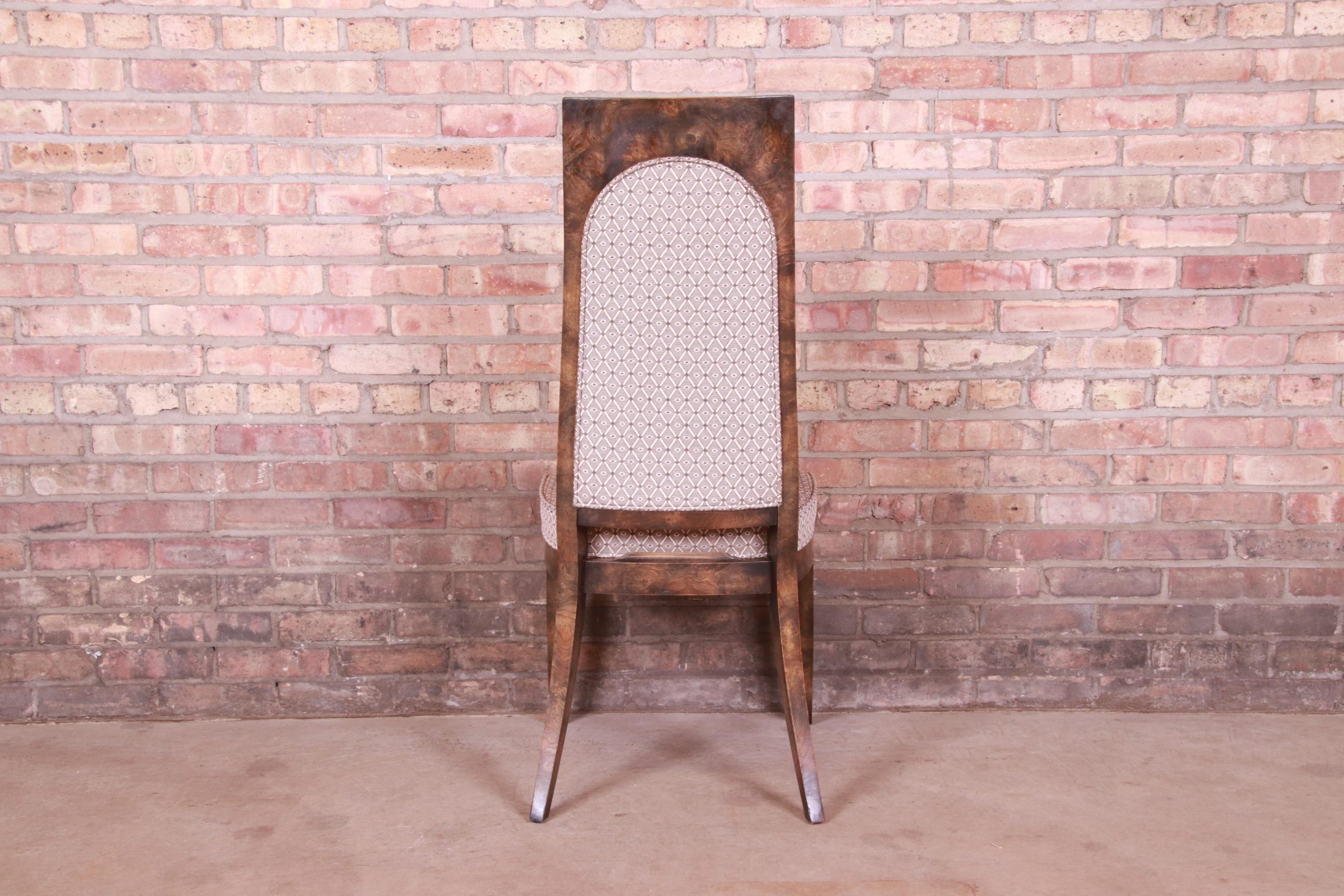 Mastercraft Mid-Century Hollywood Regency Burl Wood Dining Chairs, Set of Six - Image 10