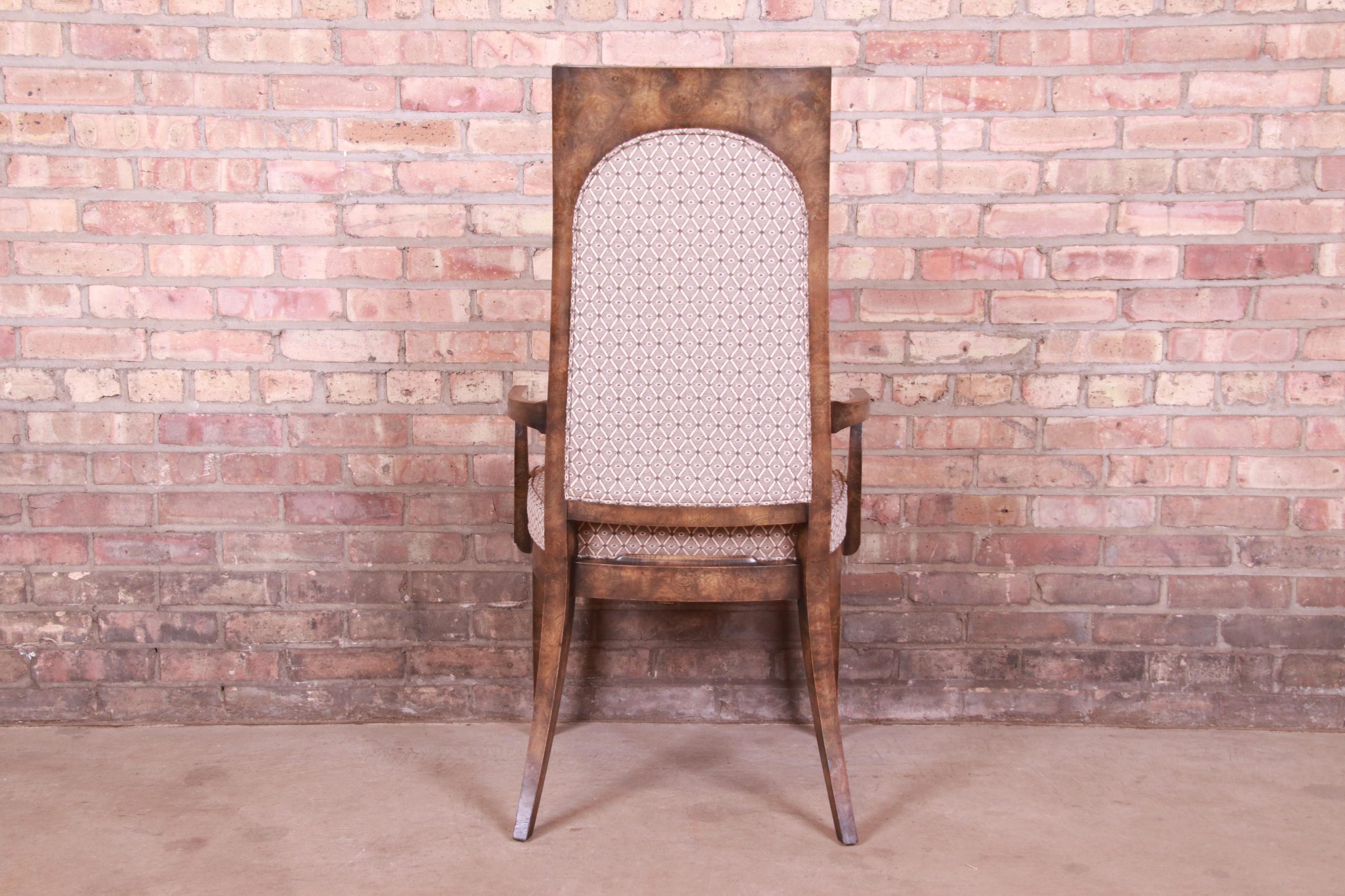 Mastercraft Mid-Century Hollywood Regency Burl Wood Dining Chairs, Set of Six - Image 12