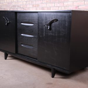 Paul Laszlo for Brown Saltman Ebonized "Treasure Chest" 21-Drawer Dresser or Credenza, Newly Refinished