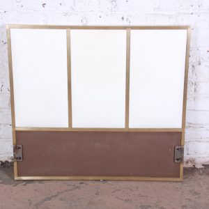 Paul McCobb for Calvin Furniture Brass and Naugahyde Twin Size Headboard