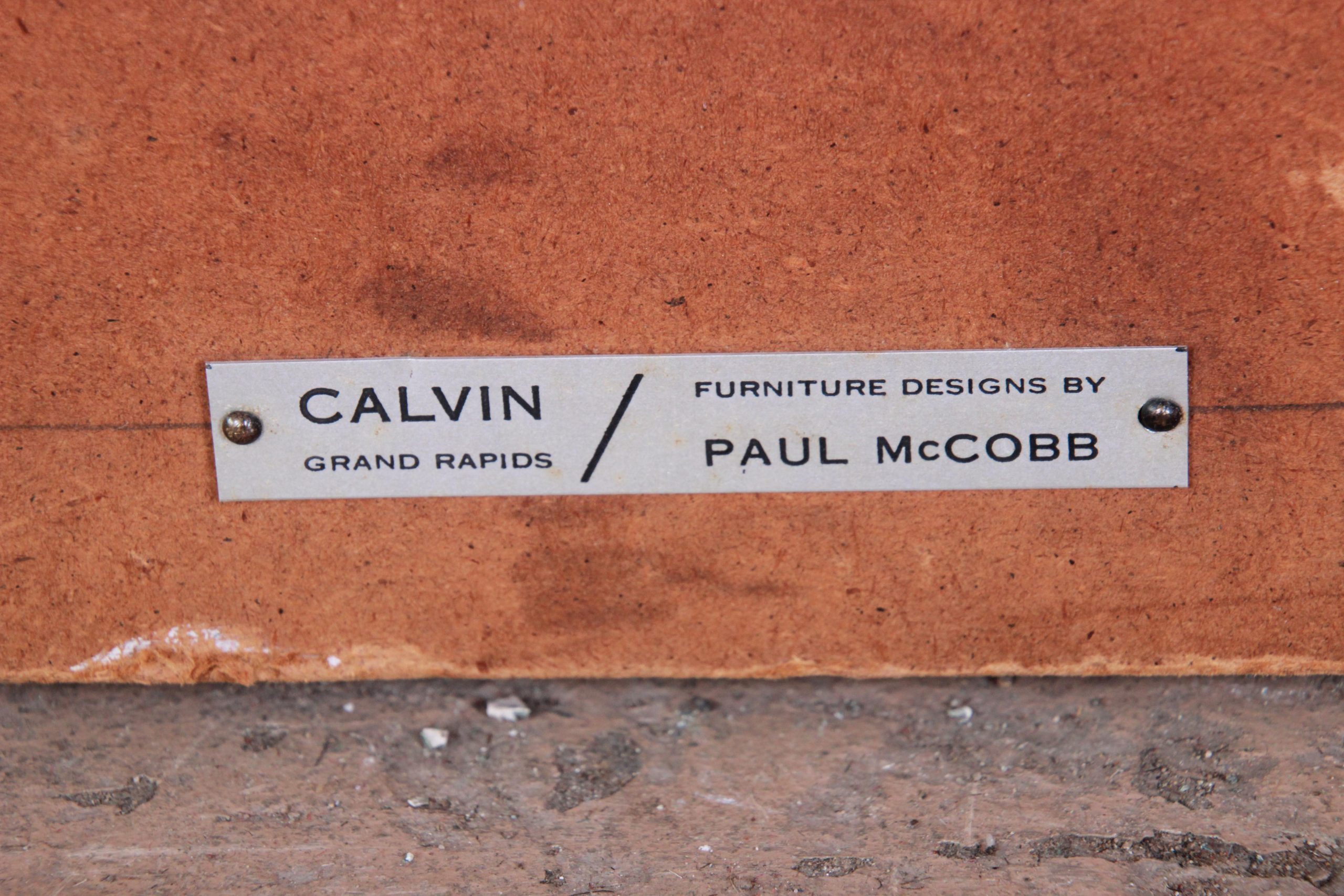 Paul McCobb for Calvin Furniture Brass and Naugahyde Twin Size Headboard - Image 8