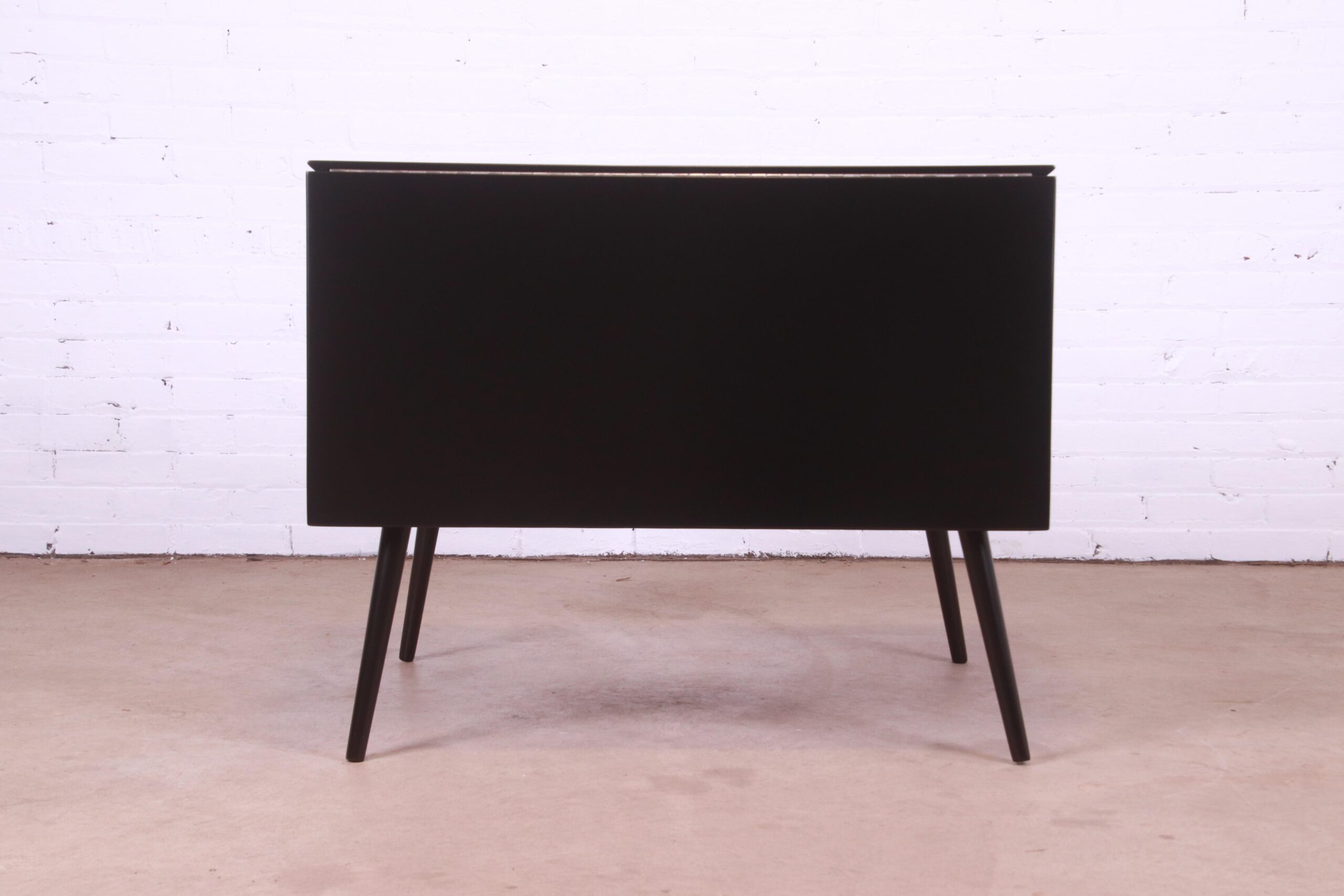 Paul McCobb Planner Group Black Lacquered Solid Maple Drop Leaf Dining Table, Newly Refinished - Image 12