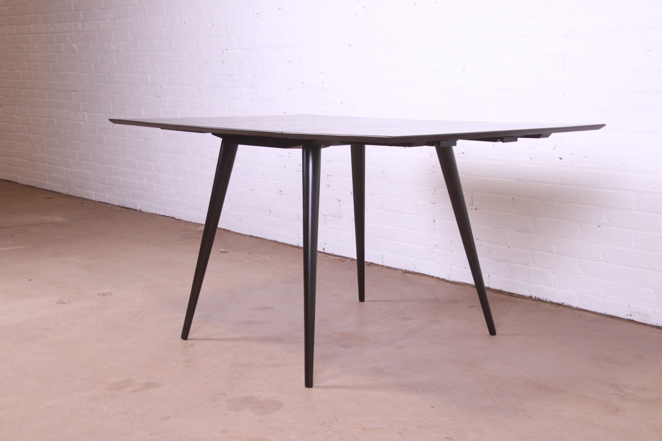 Paul McCobb Planner Group Black Lacquered Solid Maple Drop Leaf Dining Table, Newly Refinished - Image 3