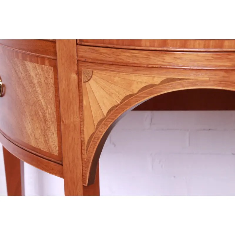 Baker Furniture Federal Inlaid Mahogany and Satinwood Demilune Cabinet - Image 10