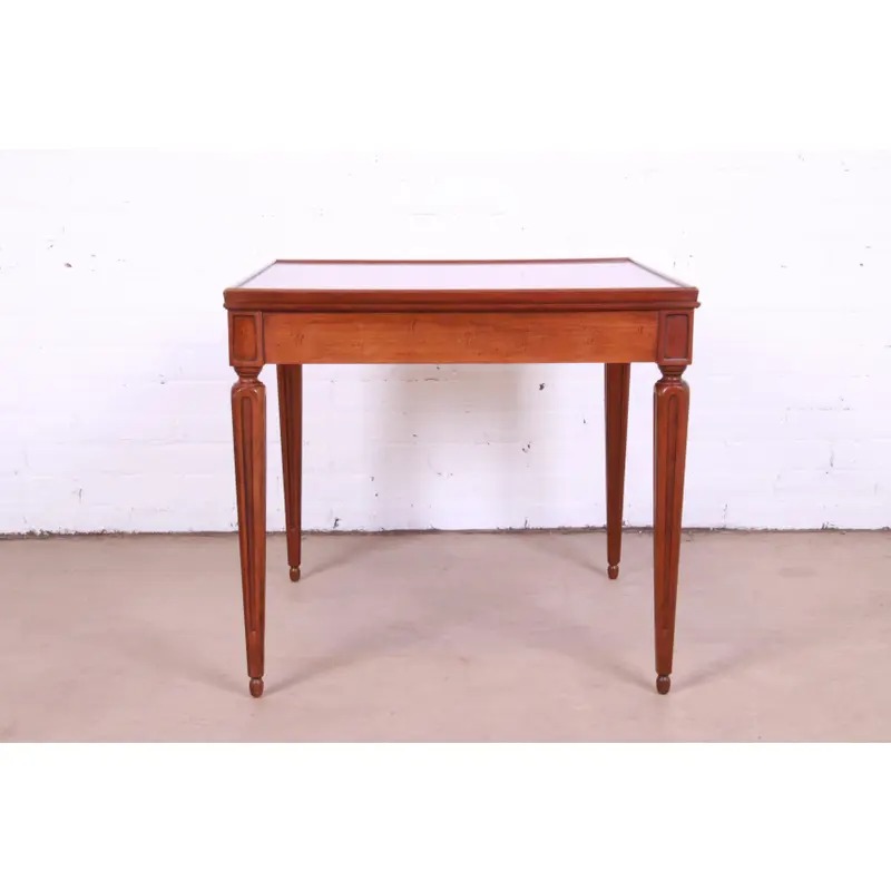 Baker Furniture French Regency Louis XVI Cherry and Burl Wood Tea Table - Image 10