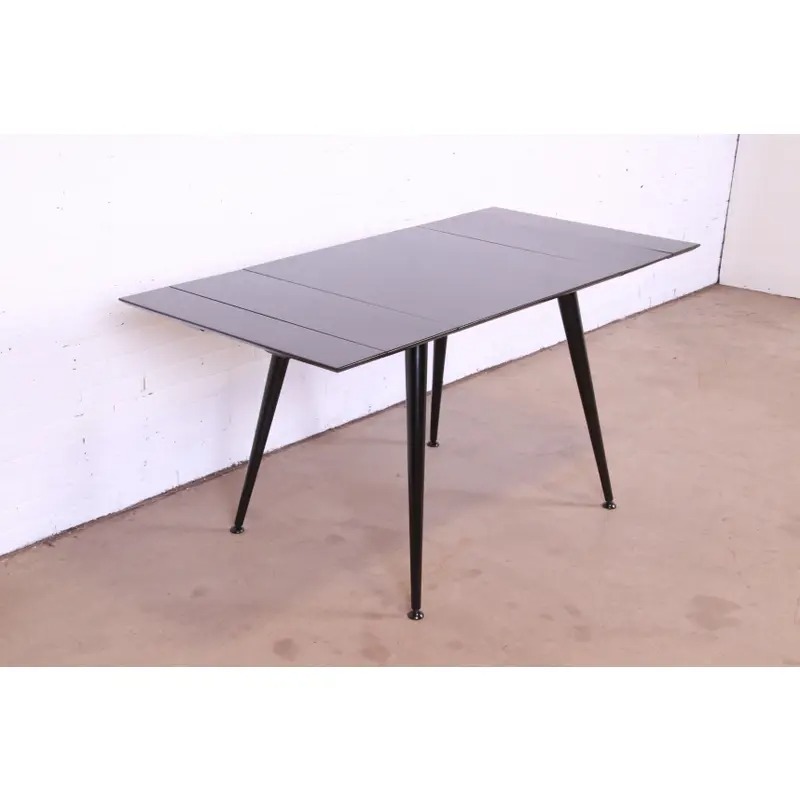 Paul McCobb Planner Group Mid-Century Modern Black Lacquered Extension Dinette Table, Newly Refinished - Image 10