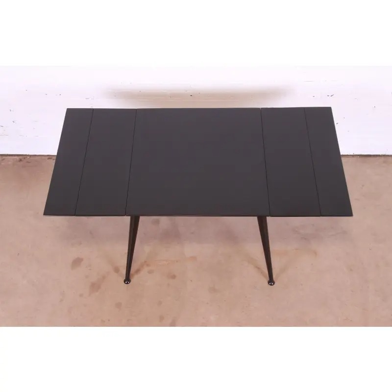 Paul McCobb Planner Group Mid-Century Modern Black Lacquered Extension Dinette Table, Newly Refinished - Image 11