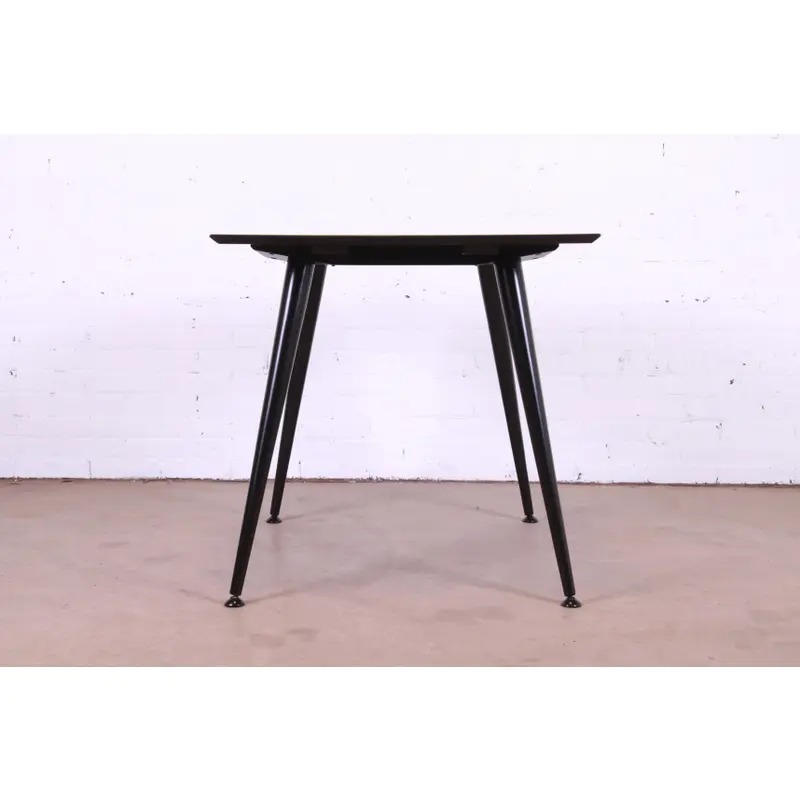 Paul McCobb Planner Group Mid-Century Modern Black Lacquered Extension Dinette Table, Newly Refinished - Image 12