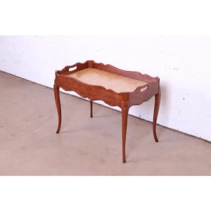 Baker Furniture French Provincial Cherry and Burl Wood Butler Coffee Table