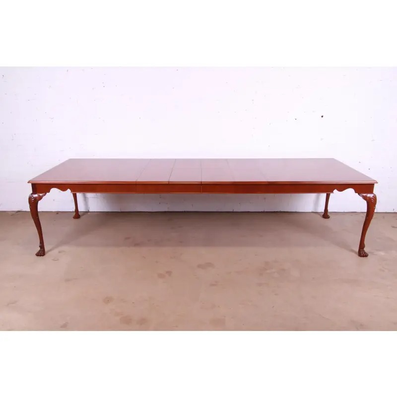 Kindel Furniture Irish Georgian Carved Mahogany Extension Dining Table, Newly Refinished